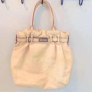 Lanvin Kentucky Ivory Cream Leather Slouchy Hobo Silver HW Satchel Bag Purse
